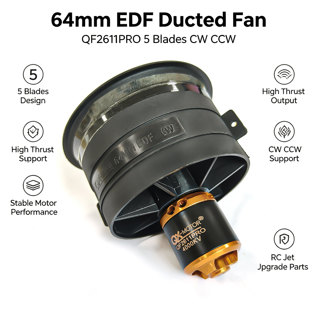 Rc Helicopter Blade - QX-MOTOR 64mm EDF 5-blads ducted fan